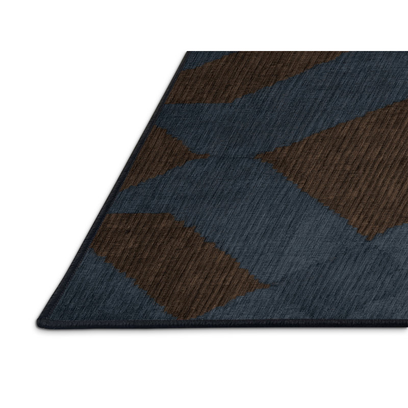 Tapis gris à carreaux lavable à la machine, Rectangle 5 pi x 7 pi