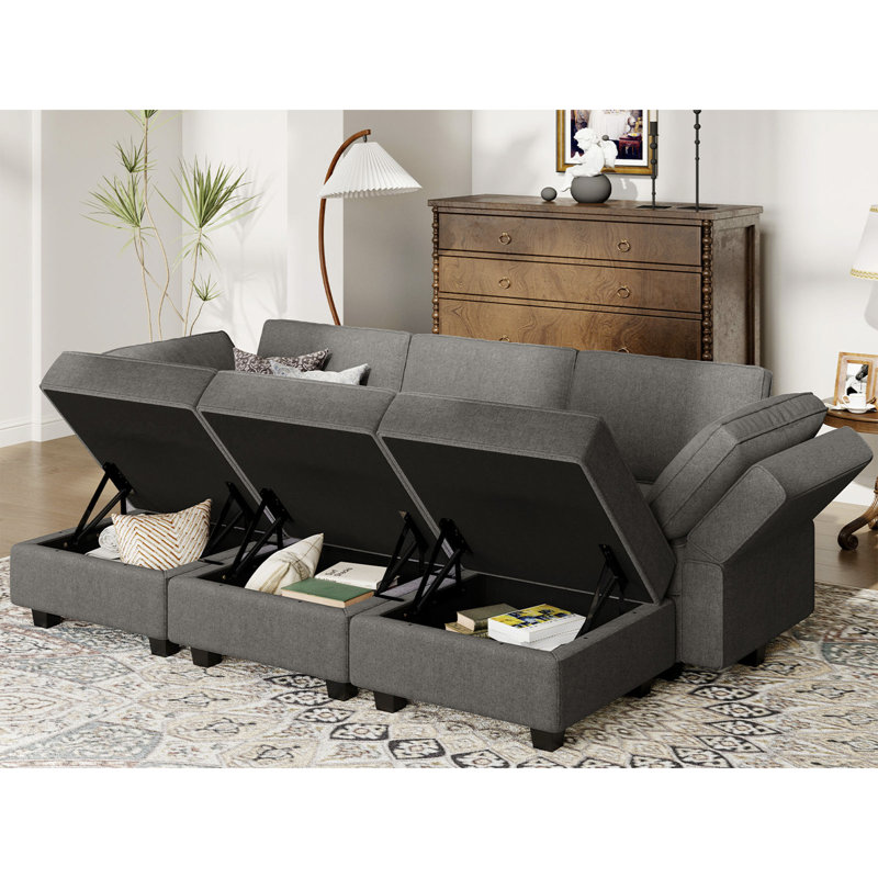 Canapé-lit modulaire Neemi Canapé-lit modulaire convertible Canapé-lit modulaire convertible, Mélange de polyester gris
