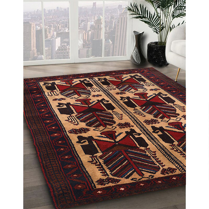 Tapis rouge / lin Southwestern, Rectangle 8 pi x 10 pi