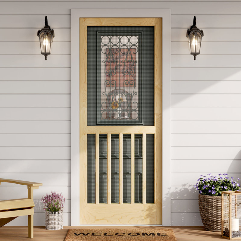 Porte moustiquaire extérieure en bois massif, 32" W x 80" H