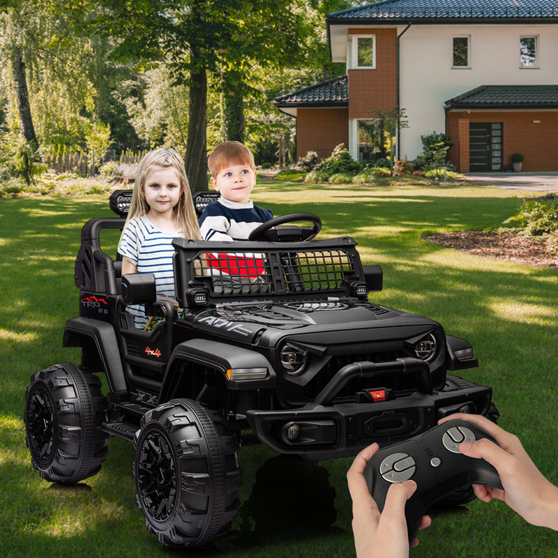 Voiture électrique 2 places 24V pour enfants avec télécommande, deux moteurs de 120W, Noir
