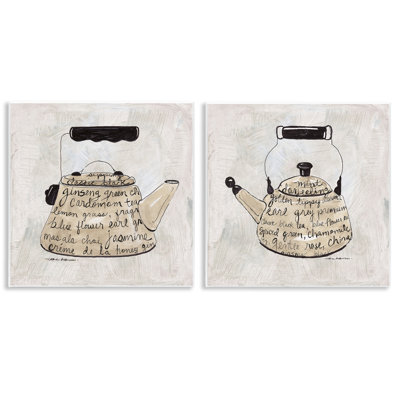 Ensemble de 2 plaques murales antiques avec bouilloire, design par Carol Robinson