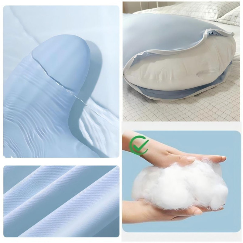 Coussin long et élastique avec taie d'oreiller, convient aux adultes et aux enfants, Mauve