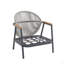 Fauteuil club d'extérieur en corde avec cadre gris et coussin, ensemble de 1