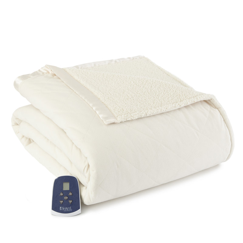 Couverture électrique en sherpa Micro Flannel®, Simple, Ivoire