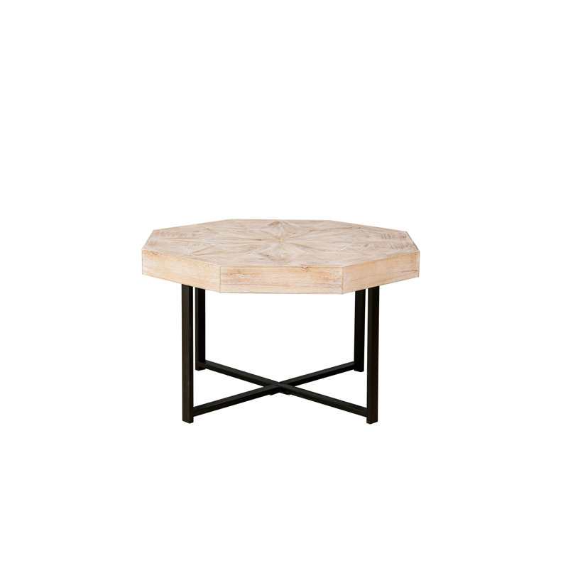 Table basse octogonale en bois avec patchwork de style rustique 30 pouces