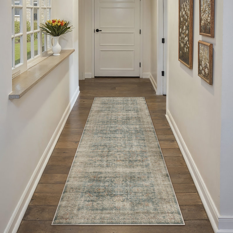 Tapis lavable rétro avec envers antidérapant Elias, Tapis de couloir 2 pi x 8 pi