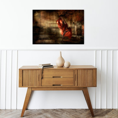 Impression d'art mural représentant une danse gothique au clair de lune, une architecture dramatique, élégante et éthérée, un paysage.