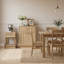 Table d'appoint en bois rustique, table de chevet Boho avec tiroir en rotin et tablette ouverte, finition chêne