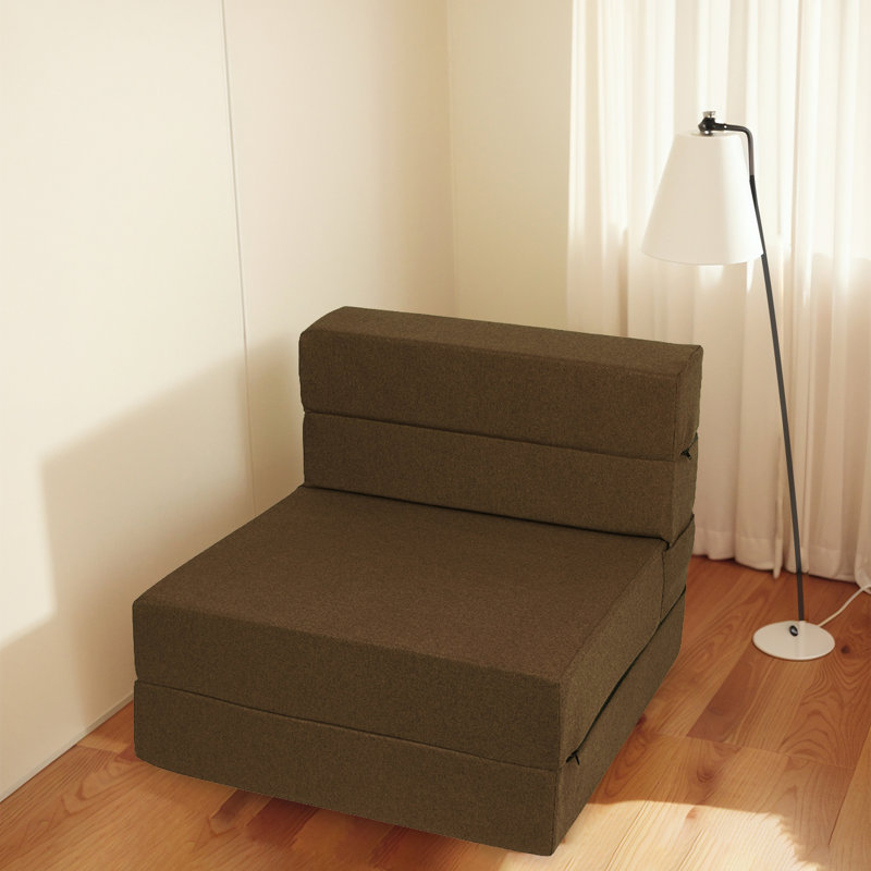 Fauteuil à billes convertible Graciela: canapé-lit simple transformable avec matelas en mousse à mémoire de forme, Brun
