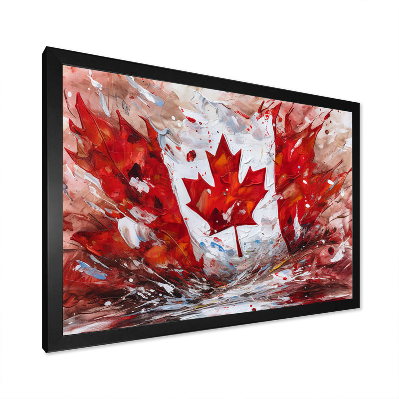Drapeau canadien flottant - impressions sur toile, Cadre photo noir, H 12 po x l 20 po