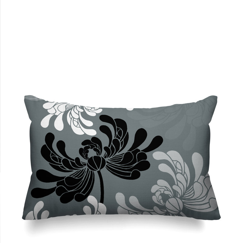 Coussin décoratif intérieur / extérieur Marilyn, gris, 14 po x 20 po, Rectangle