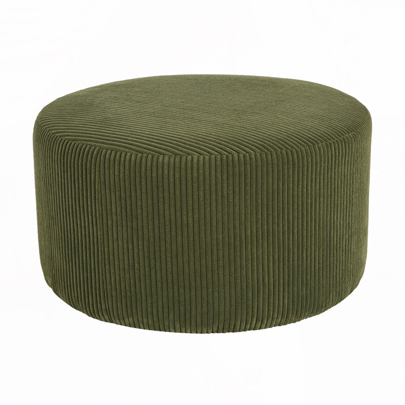 Round Ottoman, Olive Green