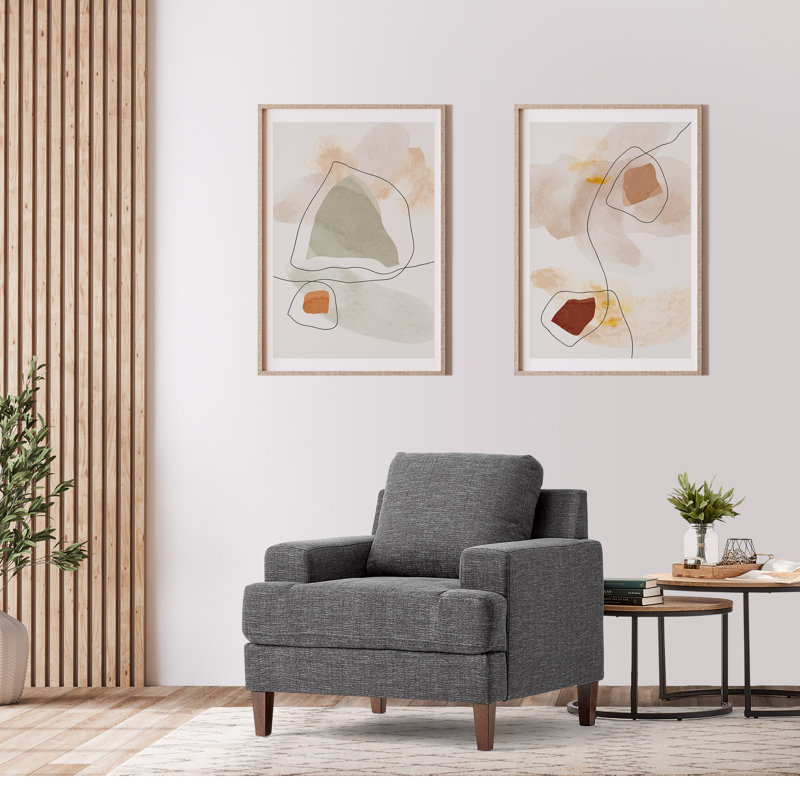 Fauteuil capitonné l 37 po, Mélange de polyester gris foncé / mélange de co