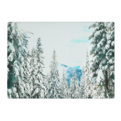 Tempered Glass Winter Trail Painting Chopping Board