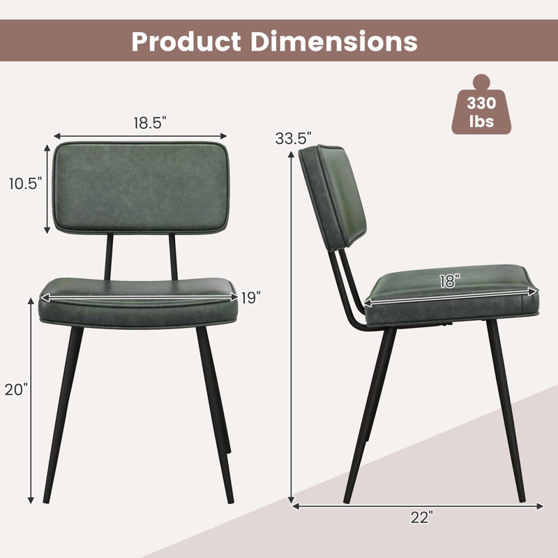  Ensemble de 4 chaises de salle à manger avec housse en cuir de polyuréthane rembourrée en cascade