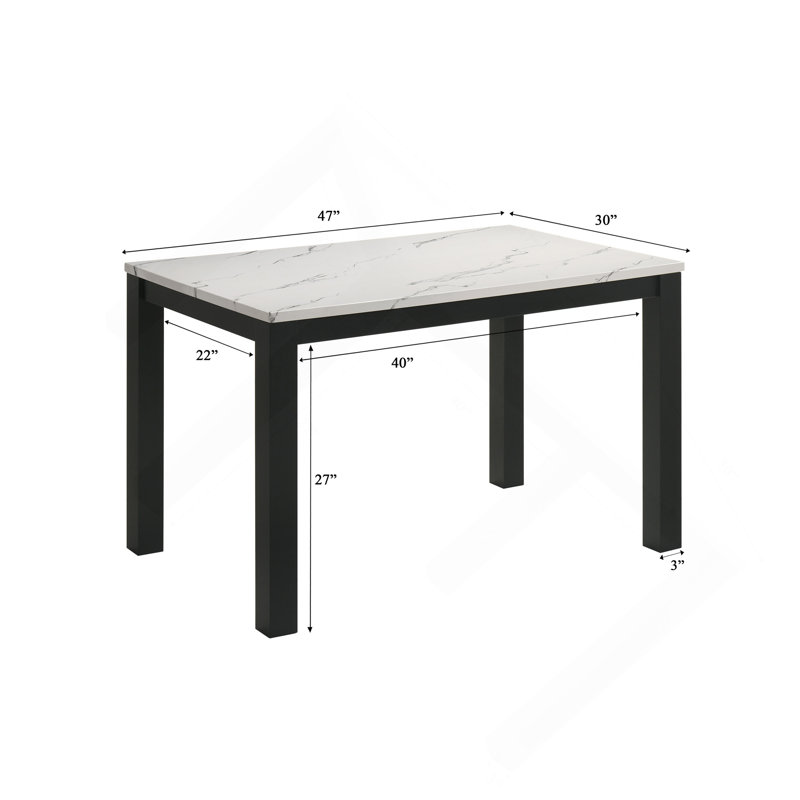 Chaises rembourrées en peluche de 5 pièces avec dessus en faux marbre blanc et gris anthracite, Blanc / Blanc, Noir