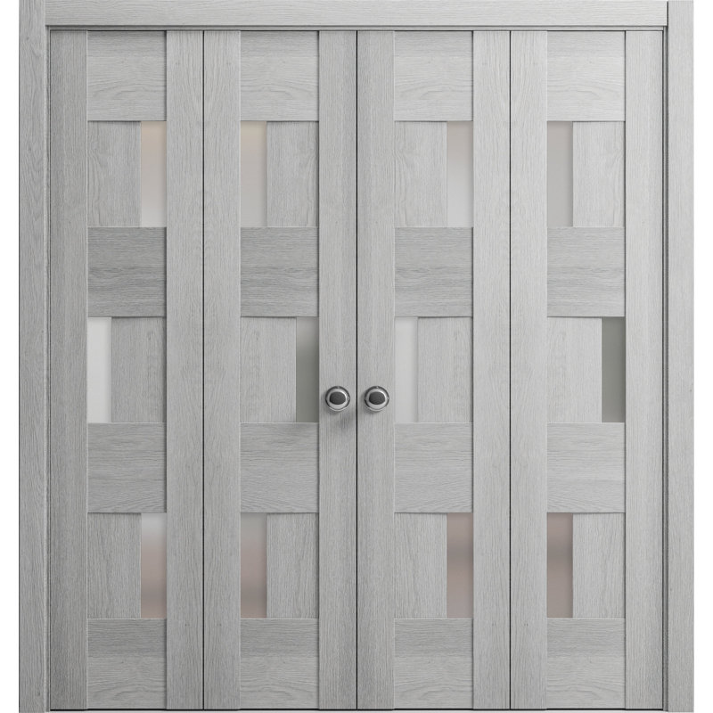 Portes pliantes en chêne gris Sete, 72 po x 80 po