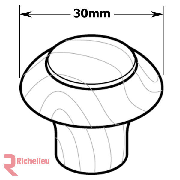 Poignée ronde 1 5/16" de diamètre Expression, H 1,2 po x l 1,2 po x P 1,2 po
