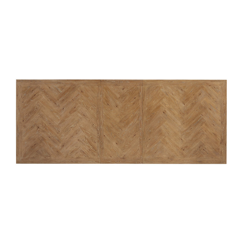 Elegant Herringbone Extendable Wood Dining Table in Brown