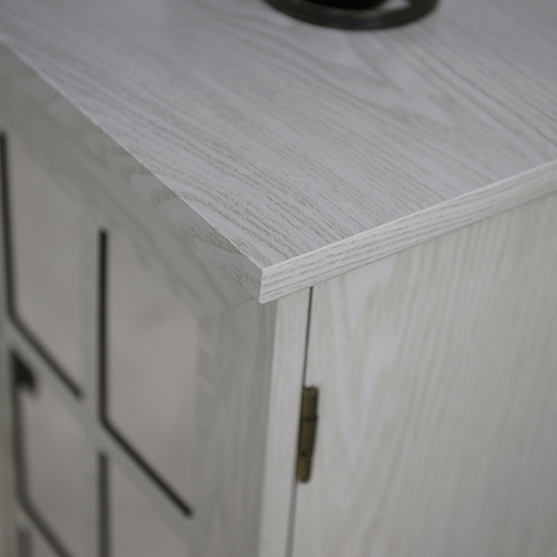 Armoire de rangement à miroir en acrylique avec tablettes réglables, Chêne blanc