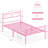 Twin  Charming Pink Metal Platform Bed Frame for Kids with Double Bend Flower Headboard & Footboard, Heavy Duty Steel Slat Support, Noise-Free, Easy Assembly - Pink-414986470-414986474