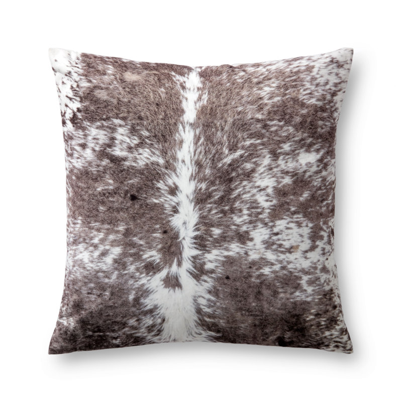 Mocha Faux Fur 22" Square Pillow with Down Fill