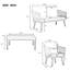 Conversation de patio extérieur avec structure en métal et coussins amovibles - 4 pièces coussins en bois