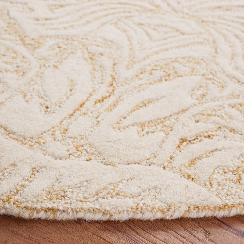 Tapis damassé en laine et en coton touffeté à la main Dunlow, Rond 6 pi