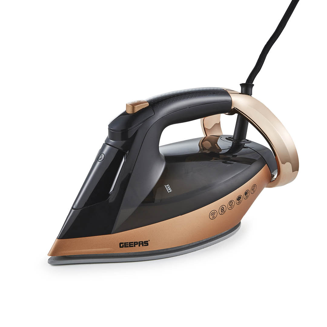 Geepas Auto Temperature Control Steam Iron, 2400W - Black&Gold, Black - Image 3