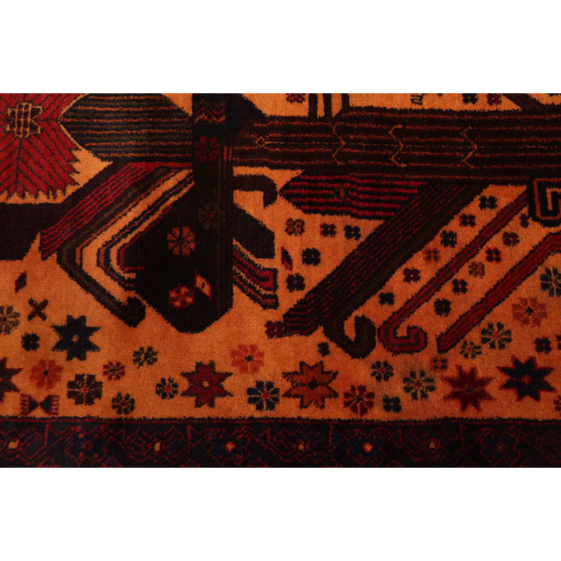 Tapis orange Teimani 3 pi 10 po x 6 pi 7 po