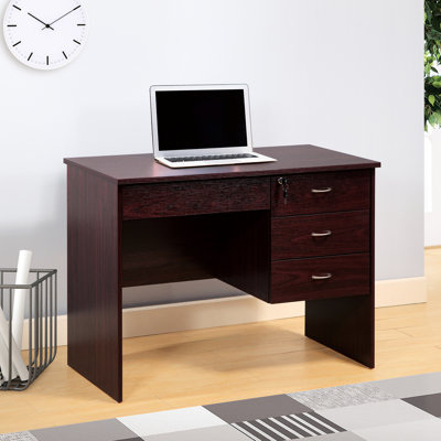 Office Desk With Three Locking Drawers And Modern Appeal Study File