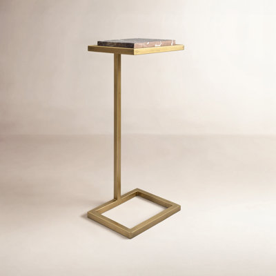 Deux Rectangular Marble Top End Table