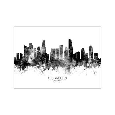 Los Angeles California Skyline Black White City Name by Michael Tompsett - 1 Piece Wall Art