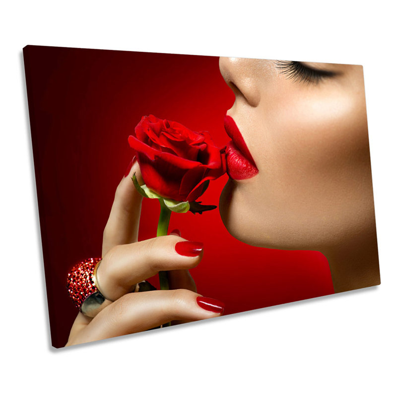 Beauty Rose Lipstick Red - Wrapped Canvas Print, 30.5cm H x 45.7cm W x 2cm D