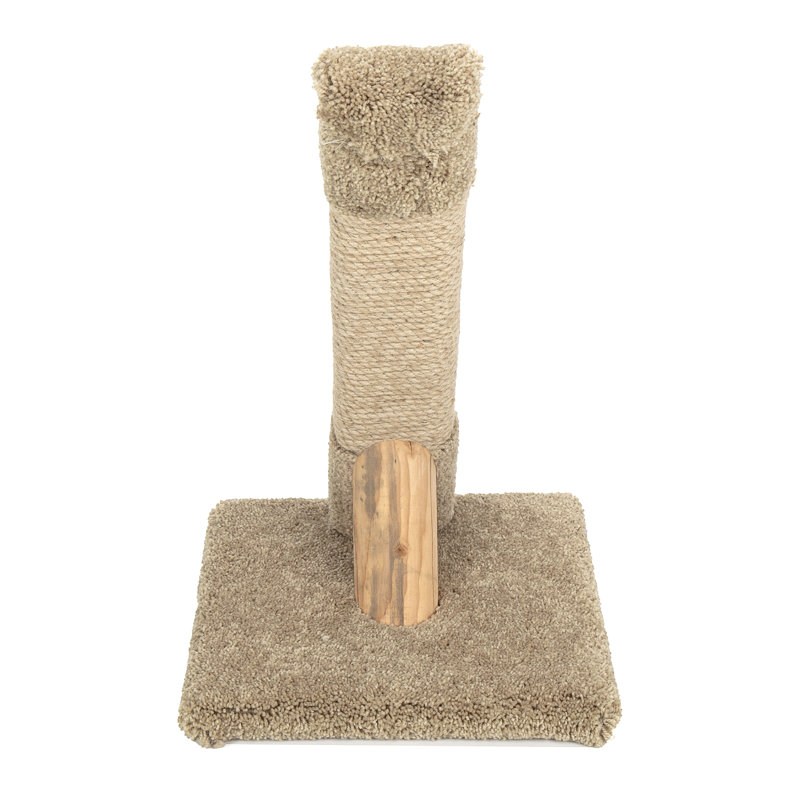 Beige Angled Sisal Cat Scratcher with Carpet Base