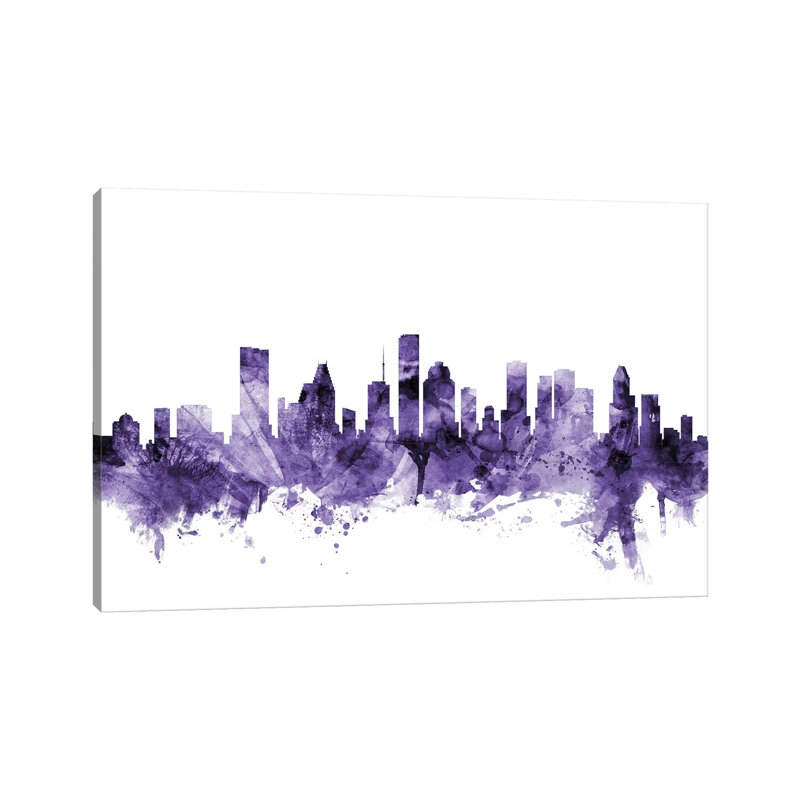 Houston, Texas Skyline by Michael Tompsett - 1 Piece Wrapped Canvas Painting, 20.32 cm H x 30.48 cm W