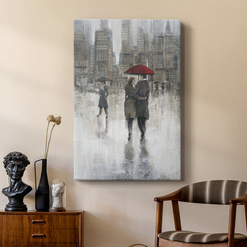 Pluie dans la ville II - galerie Cavas sur mesure, H 48 po x l 32 po