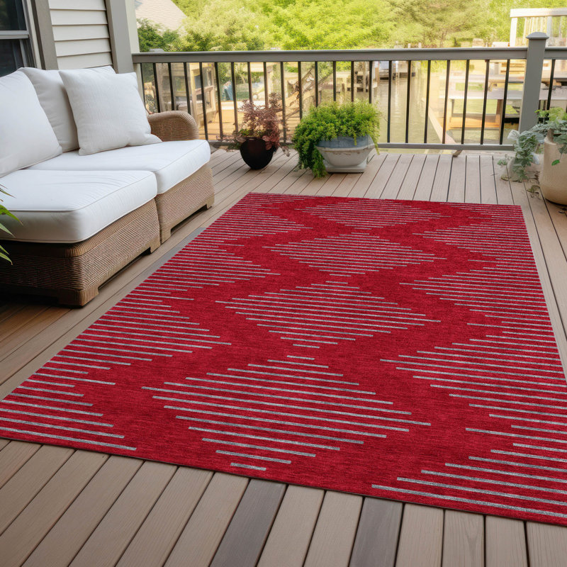Tapis intérieur / extérieur rouge Norelia , 2 pi 6 po x 3 pi 10 po