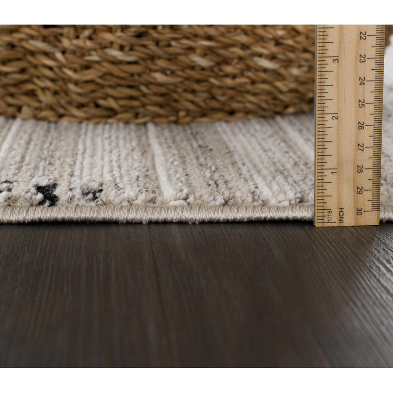 Boff Geometric Beige/Gray Area Rug, Rectangle 6'7" x 9'
