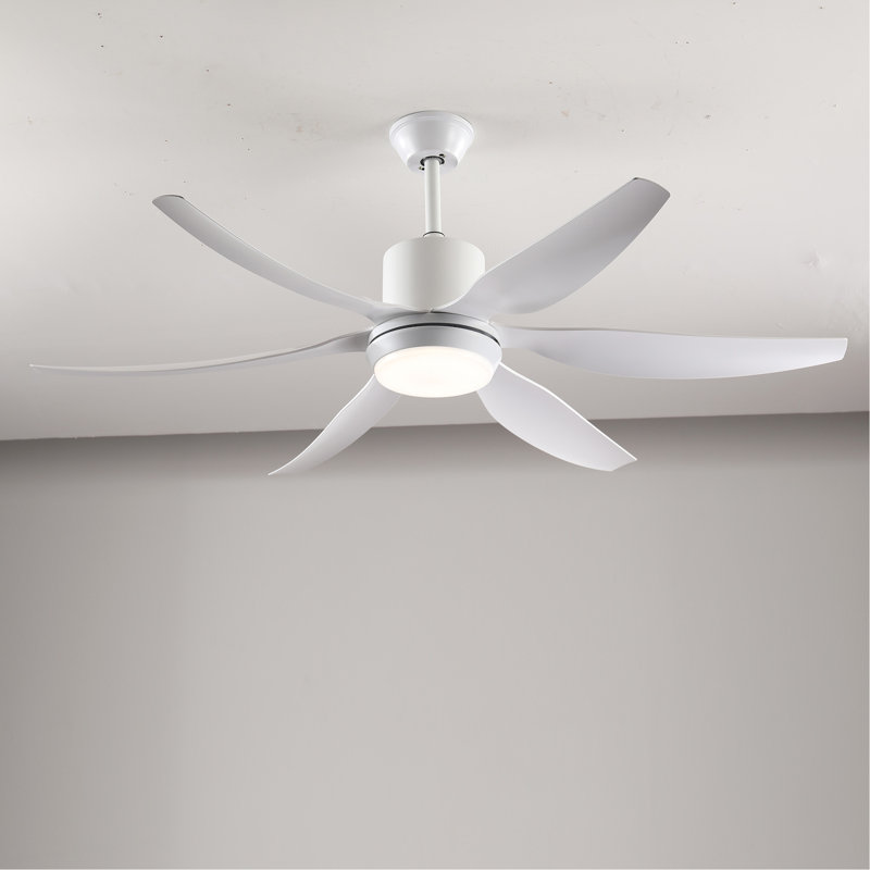 6 PCS ABS Blades  56 Ceiling Fan With Light Kit 3 Color LED Light Source, DC 6 Speed ,Remote Control Ceiling Fan  for Patio Living Room, Bedroom, Office,Indoor.(( White  )