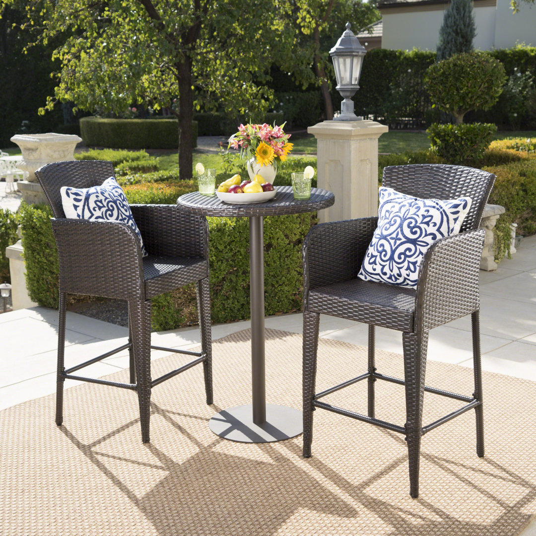 Eaton 2 - Person Wicker Patio Dining Set with Round Table Orren Ellis