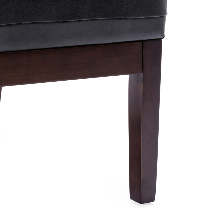 Chaise d'appoint chic avec surpiqûres gaufrées et pieds en bois d'hévéa, noir, élégant 28,73 po x 22,7 po, 22,7 po, Noir