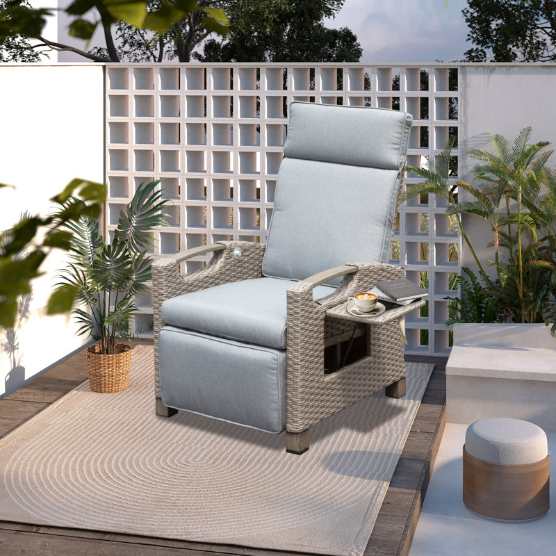 Chaise de patio inclinable avec coussins, Gris