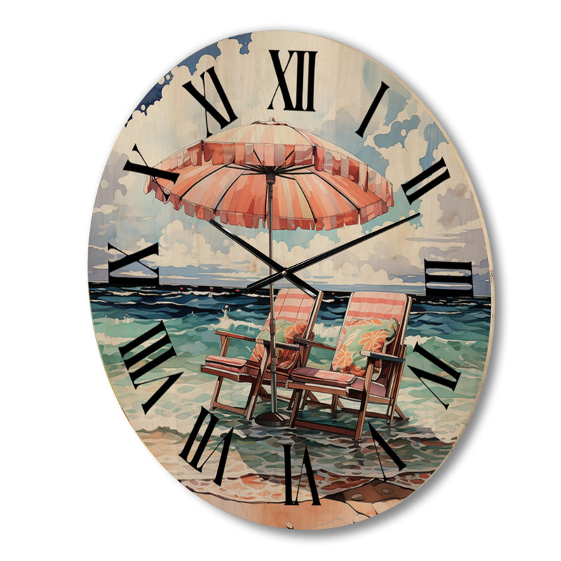 Horloge murale en bois massif Steubenville, Grand