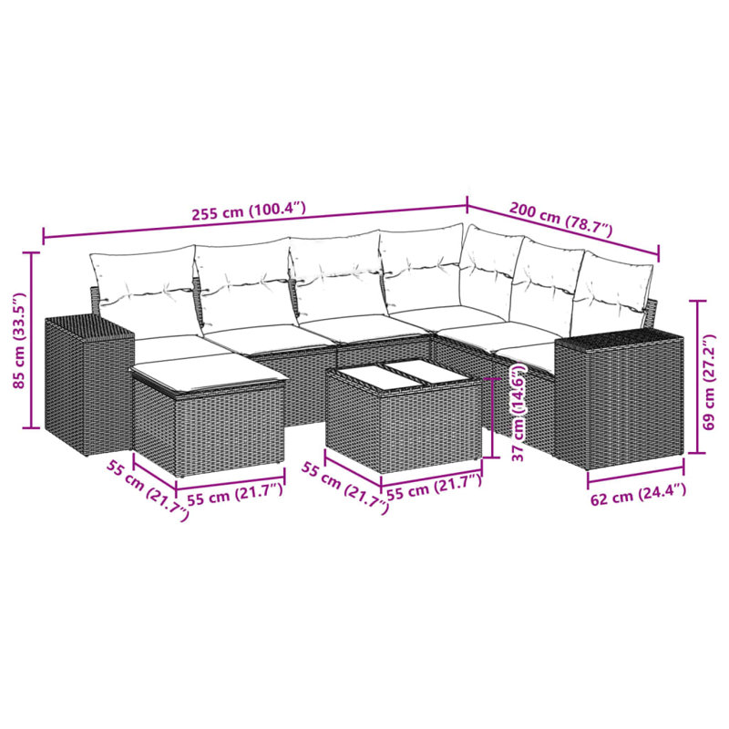 Ensemble de canapé de jardin Vidaxl