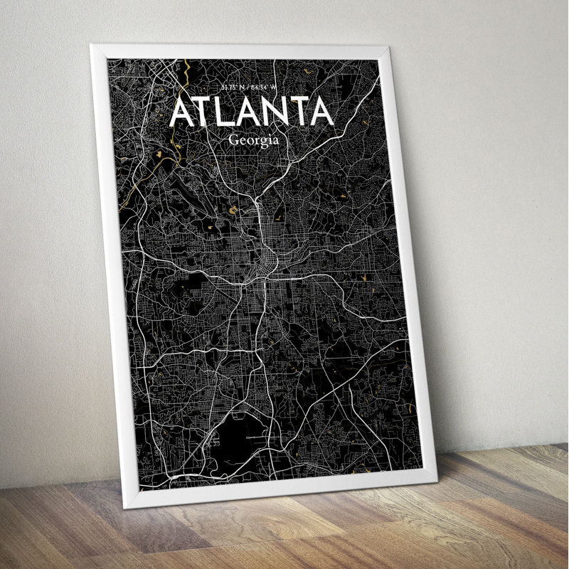« atlanta city map », reproduction d’impression sur affiche en luxe, H 27,6 po x l 19,7 po x P 0,05 po