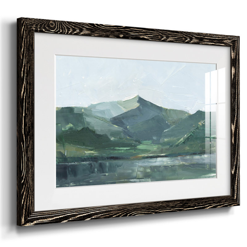 Green Grey Mountains I, reproduction d'art encadrée, H 18 po x l 26 po x P 1,5 po, Noir