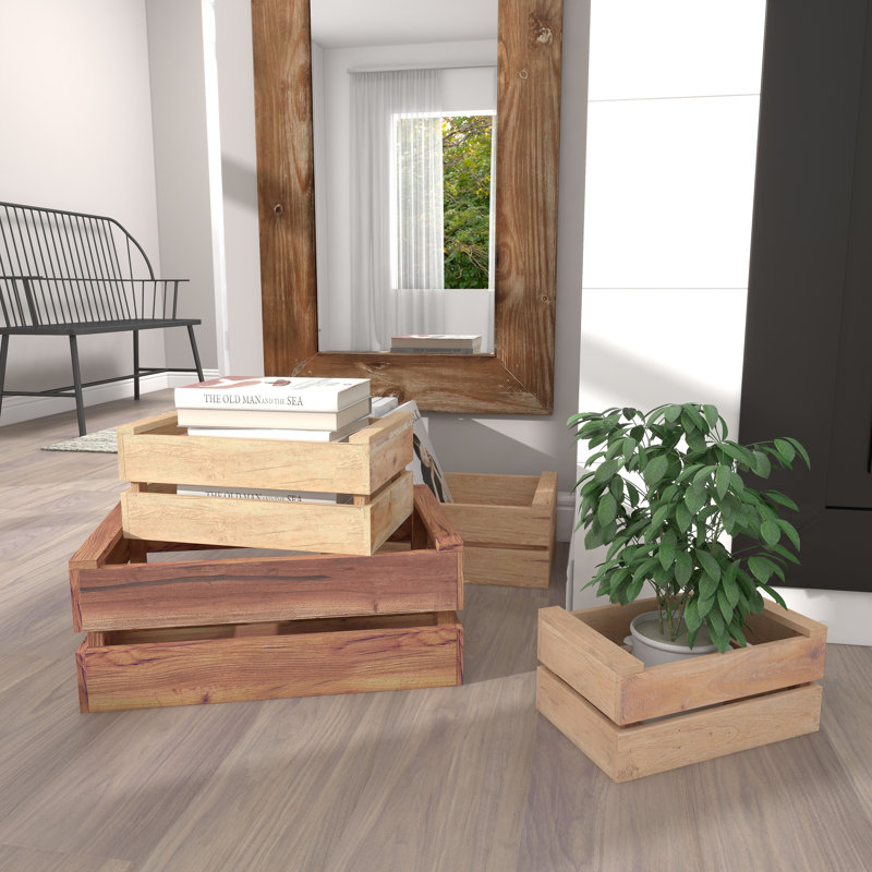 Ensemble de panier de rangement en bois brun