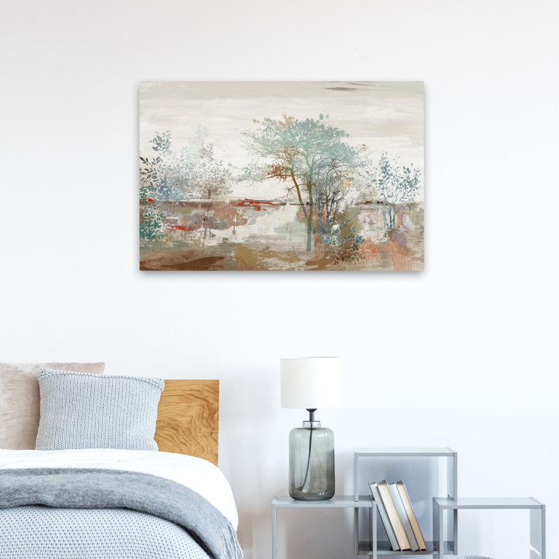 Automne, silence, paysage, arbre, nature, paysage abstrait, peinture, technique mixte, art contemporain, H 36 po x l 24 po